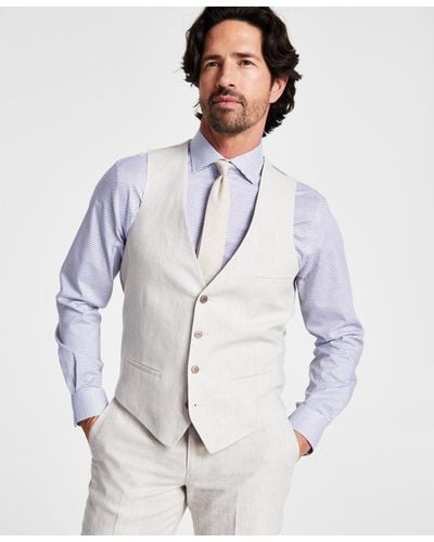 BarIII Slim-fit Linen Suit Vest - Multicolor