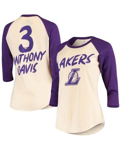 Fanatics Anthony Davis Los Angeles Lakers Raglan 3/4 Sleeve T-shirt - Blue