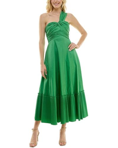 Taylor Ruched One-shoulder Gown - Green