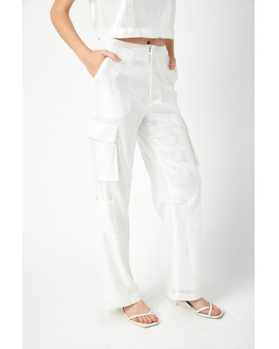 Endless Rose Sequins Cargo Pants - White