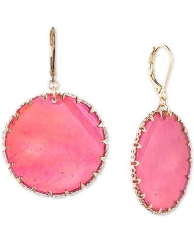 Lonna & Lilly Gold-tone Mother-of-pearl Disc Drop Earrings - Pink