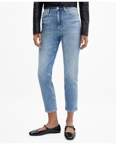 Mango Slim Cropped Jeans - Blue