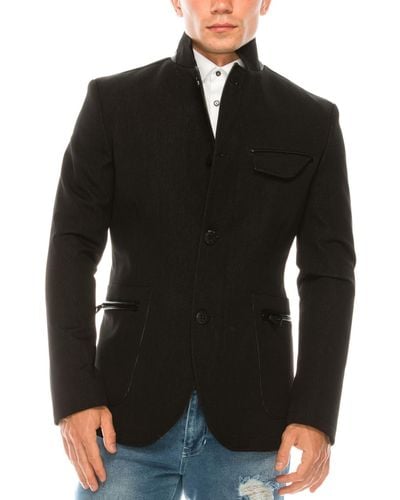 Ron Tomson Modern Casual Stand Collar Sports Jacket - Black
