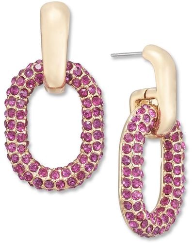 INC International Concepts Pave Oval Link Drop Earrings - Pink
