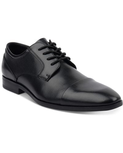 Alfani Victor Faux-leather Lace-up Cap-toe Dress Shoes - Black