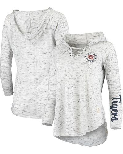 Pressbox Auburn Tigers Space Dye Lace-up V-neck Long Sleeve T-shirt - Gray