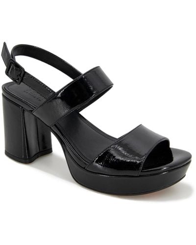 Kenneth Cole Reebeka Patent Open Toe Platform Sandals - Black