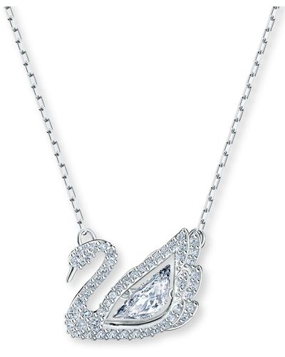 Swarovski Tone Dancing Swan Crystal Pendant Necklace - Blue