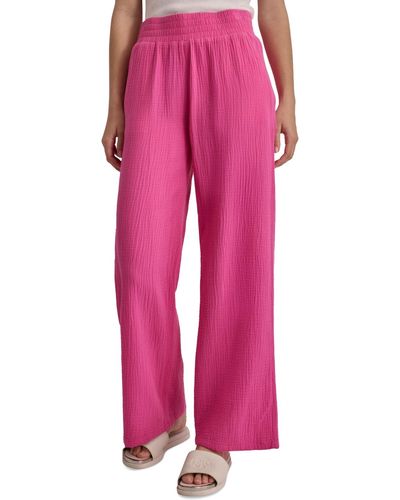 DKNY High-rise Gauze Straight-leg Pants - Pink