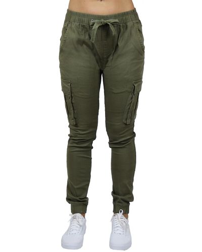 Galaxy By Harvic Loose Fit Cotton Stretch Twill Cargo sweatpants - Green