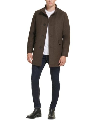Kenneth Cole Wool Button Car Coat - Natural