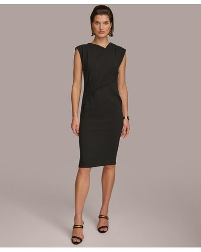 Donna Karan Ruched Sheath Dress - Black