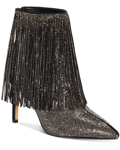 INC International Concepts Ismeria Fringe Bling Booties, Created For Macy's - Black