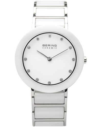 Bering Ladies Ceramic Bezel And Smooth Link Watch - White