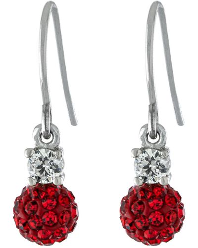 Giani Bernini 6mm Pave Crystal Ball Drop Wire Earrings - Red