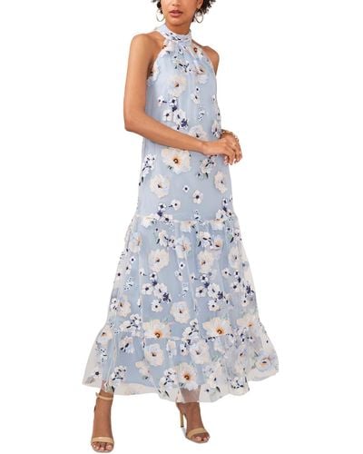 Cece Avianna Floral Embroidered Maxi Dress - Blue