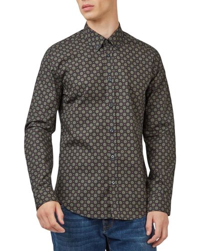 Ben Sherman Foulard-print Long-sleeve Shirt - Gray