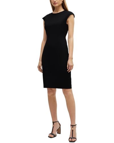 BOSS Boss By Wool Cap Sleeve Slim-fit Dress - Black