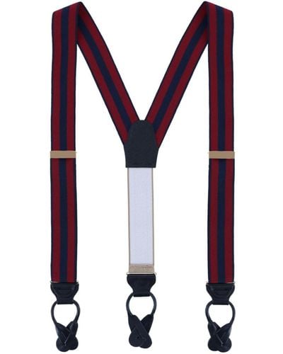 Trafalgar Balint 38mm Striped Non Stretch Grosgrain Ribbon Button End Suspenders - Purple