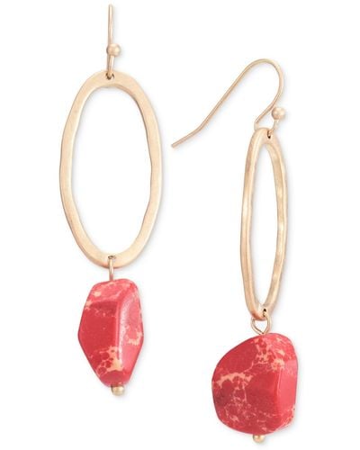 Style & Co. Open Oval & Color Stone Drop Earrings - Red