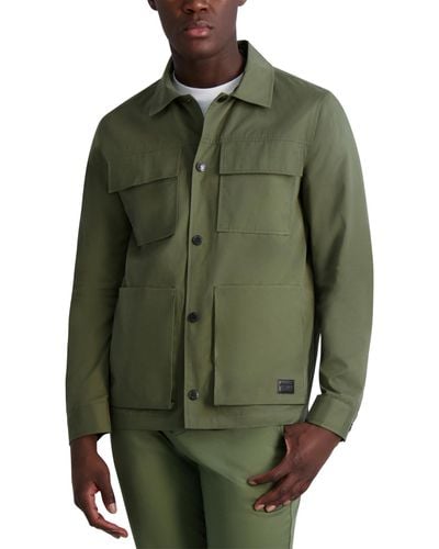 Karl Lagerfeld Four Pocket Long Sleeve Safari Jacket - Green
