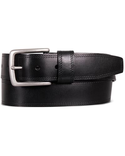 Lucky Brand Double Needle Stitched Leather Belt - Black