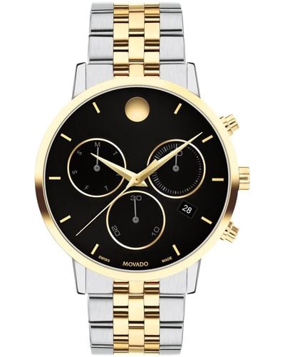 Movado Museum Classic Swiss Quartz Chrono Two Tone Stainless Steel And Light Yellow Pvd Watch 42mm - Metallic