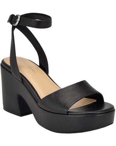 Calvin Klein Summer Almond Toe Dress Wedge Sandals - Black