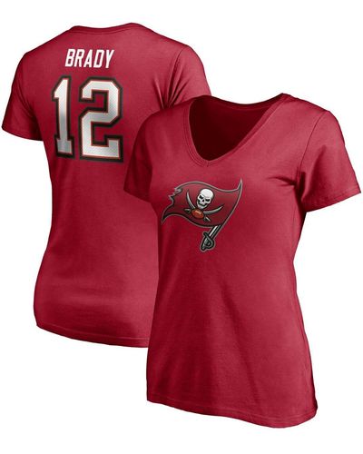 Fanatics Tom Brady Tampa Bay Buccaneers Player Icon Name And Number V-neck T-shirt - Red
