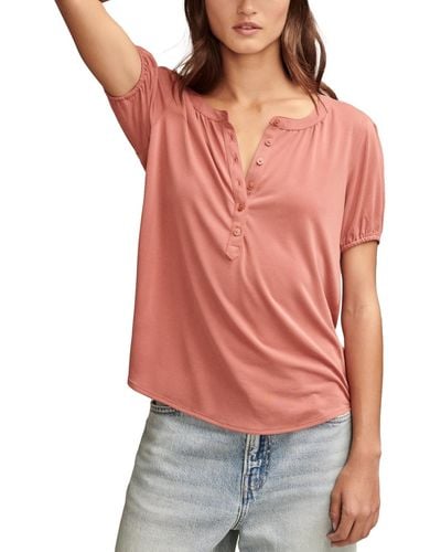 Lucky Brand Sandwash Peasant Top - Red
