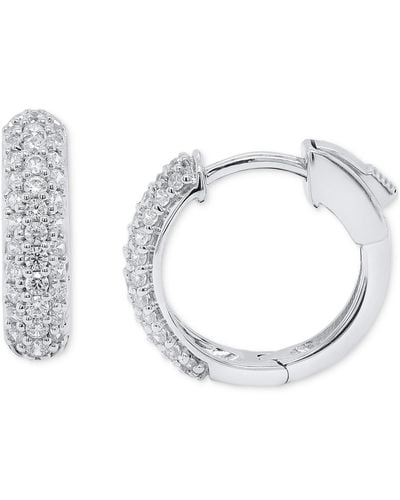 Forever Grown Diamonds Lab Grown Diamond Pave Small huggie Hoop Earrings (1/2 Ct. T.w. - Metallic
