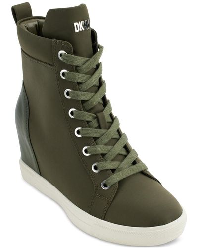 DKNY Calz Lace-up Hidden-wedge High-top Sneakers - Green