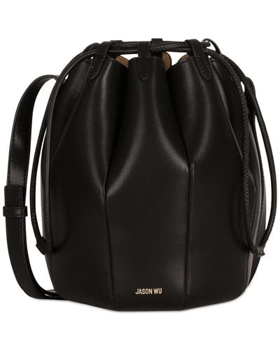 Jason Wu Tulip Medium Leather Drawstring Bag - Black