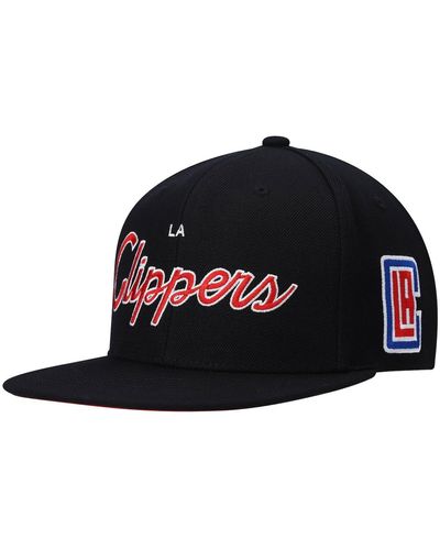 Mitchell & Ness La Clippers Hardwood Classics Script 2.0 Snapback Hat - Black