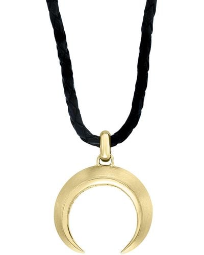 Effy Effy Moon Symbol Leather Cord 20" Pendant Necklace - Metallic