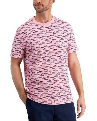 Club Room River Fish-print Shirt, Created For Macy's - Pink