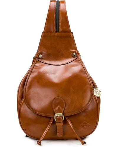 Patricia Nash Itala Saddle Sling Leather Backpack - Brown
