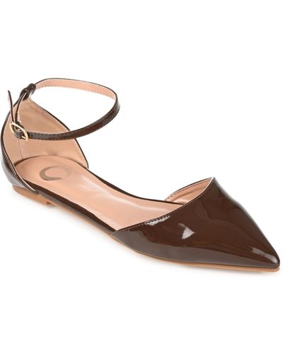 Journee Collection Reba Ankle Strap Pointed Toe Flats - Brown