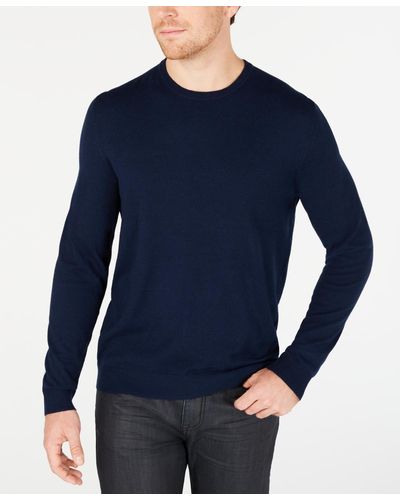 Alfani Solid Crewneck Sweater - Blue