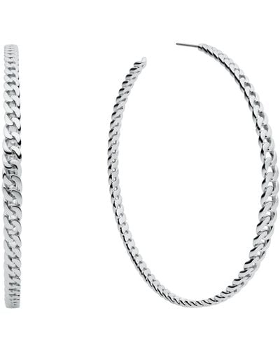 Michael Kors Silver-tone Brass Curb Link Hoop Earrings - Metallic