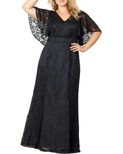 Kiyonna Plus Size Duchess Lace Evening Gown - Black
