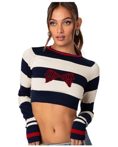 Edikted Berry Cropped Sweater - Blue