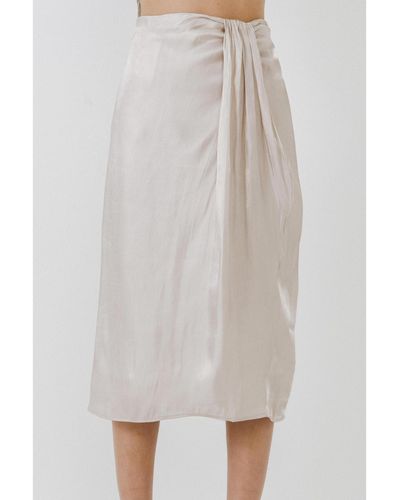 Endless Rose Metallic Effect Midi Skirt - White