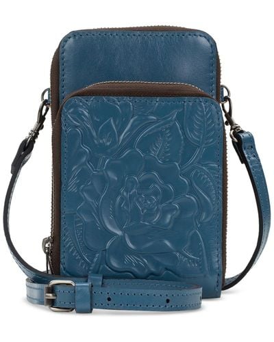 Patricia Nash Albertine Small Leather Phone Crossbody - Blue