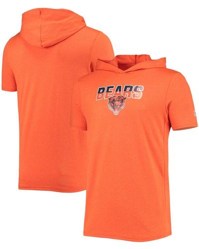 KTZ Heathered Chicago Bears Team Brushed Hoodie T-shirt - Orange