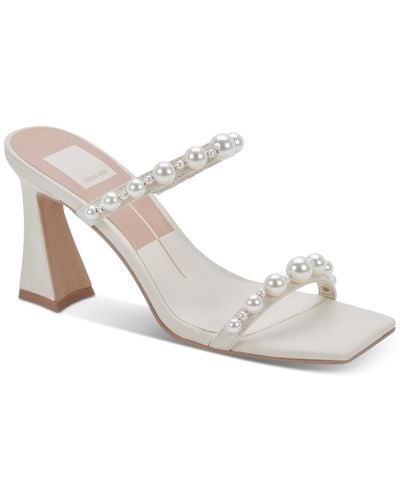 Dolce Vita Naja Embellished Flare-heel Dress Sandals - White