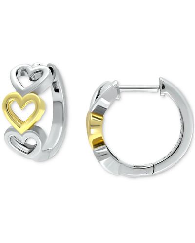 Giani Bernini Open Hearts Small huggie Hoop Earrings - Metallic