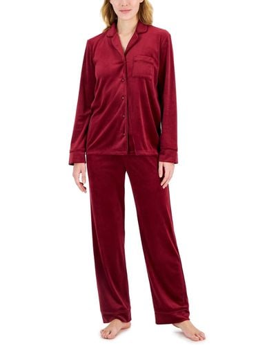 INC International Concepts 2-pc. Velour Pajamas Set - Red