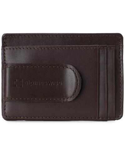 Alpine Swiss Rfid Safe Money Clip Minimalist Wallet Id Window Card Holder - Black