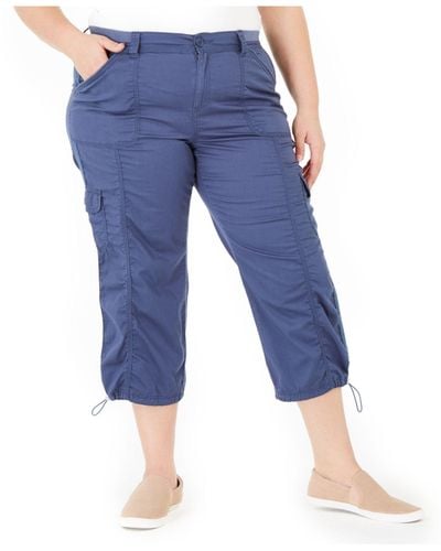 Style & Co. Plus Size Cotton Bungee Cargo Capri Pants, Created For Macy's - Blue